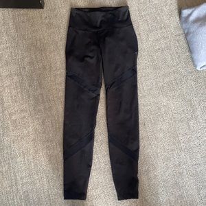 black leggings with mesh detailing
